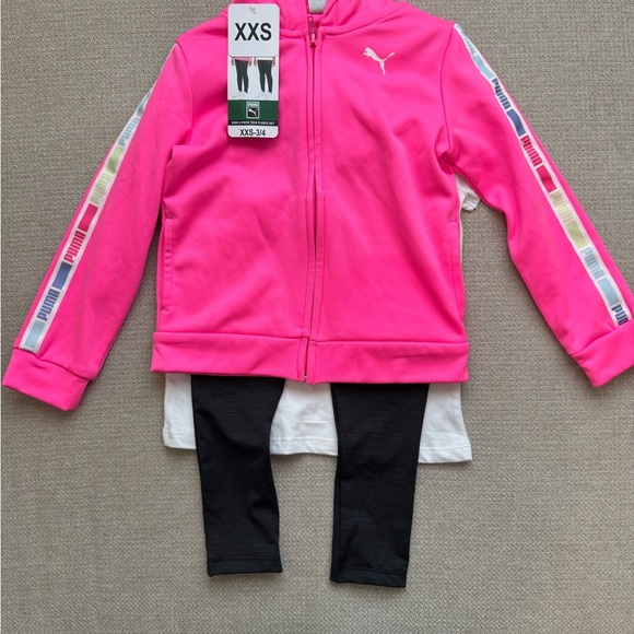 Puma Pink Jacket and Black Leggings Set - Picture 1 of 2